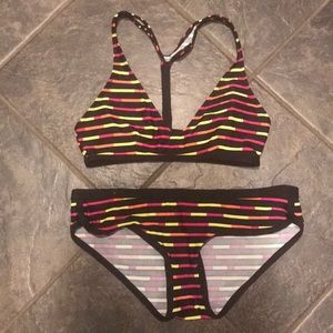 Patagonia medium racer back striped bikini